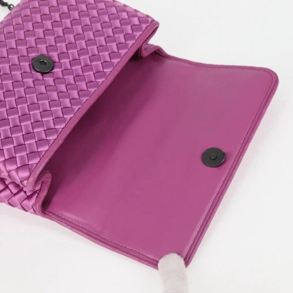 BOTTEGAVENETA INTRECCIATO Chain Shoulder Bag Leather Purple Auth 116278AM - Picture 12 of 16